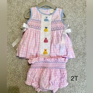 Pink and White Smocked Toddler Outfit